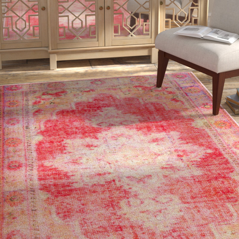 Bungalow Rose Ryhill Floral Bright Pink/Pale Pink Area Rug & Reviews